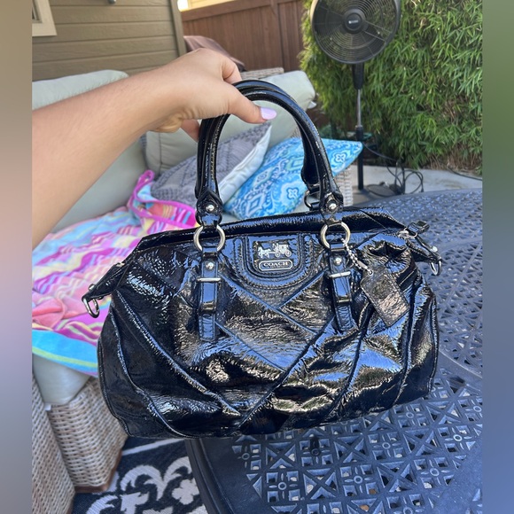 Coach Shiny Black Leather Satchel - Picture 1 of 6